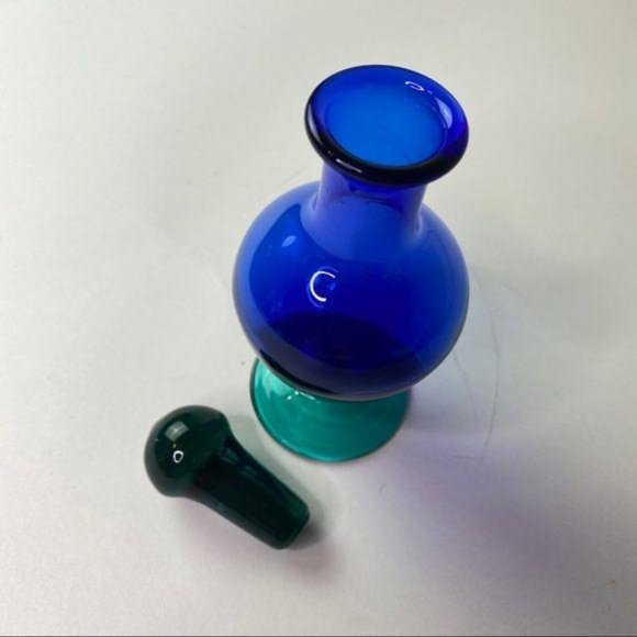 Vintage Blue Green Glass Bottle Jar Ombre Decanter - Picture 2 of 13